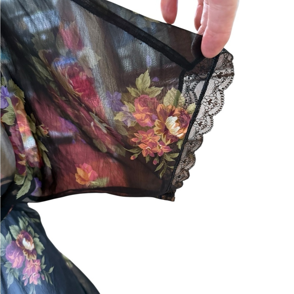 Christian Dior Sheer Floral Lace Robe - Black and Multicolor Womens Small - Picture 5 of 12